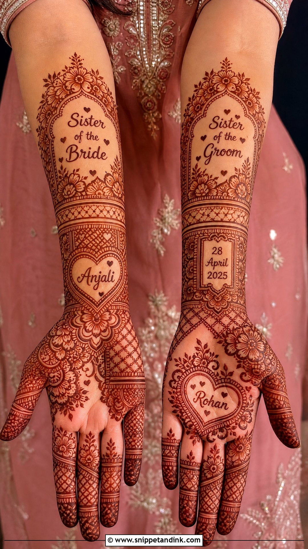 Sister Marriage Personalized Mehndi - Snippet and Ink - 20 Sister Marriage Mehndi Design Ideas