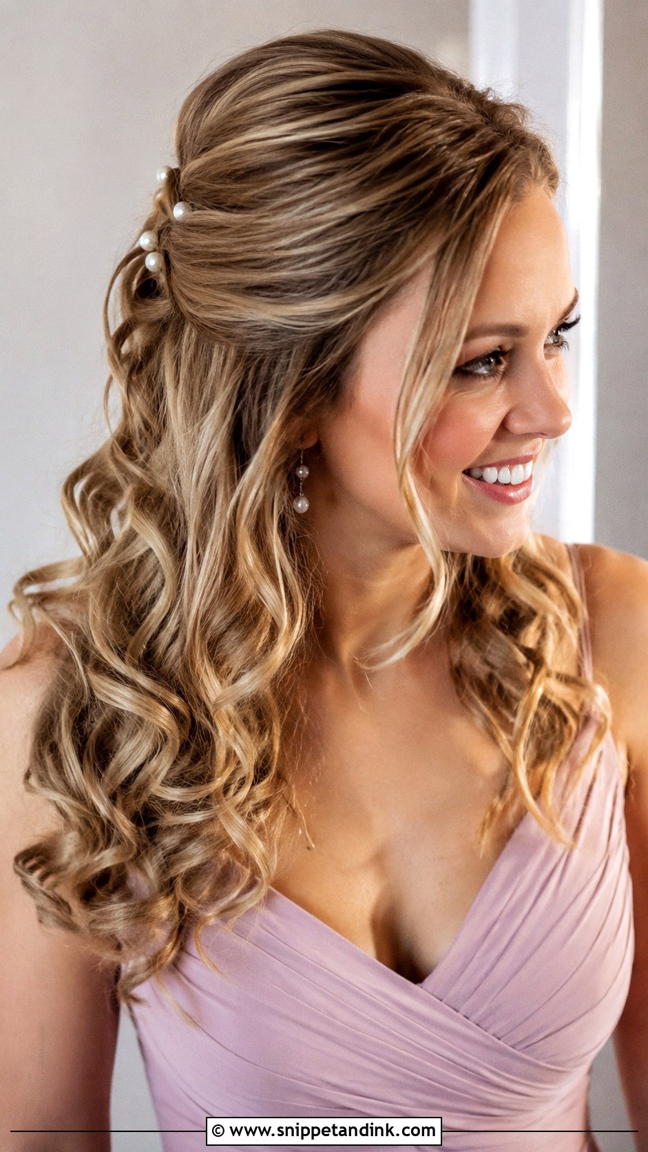 Sister Wedding Half Up Curls - Snippet and Ink - 20 Hairstyle for Siders Wedding Ideas