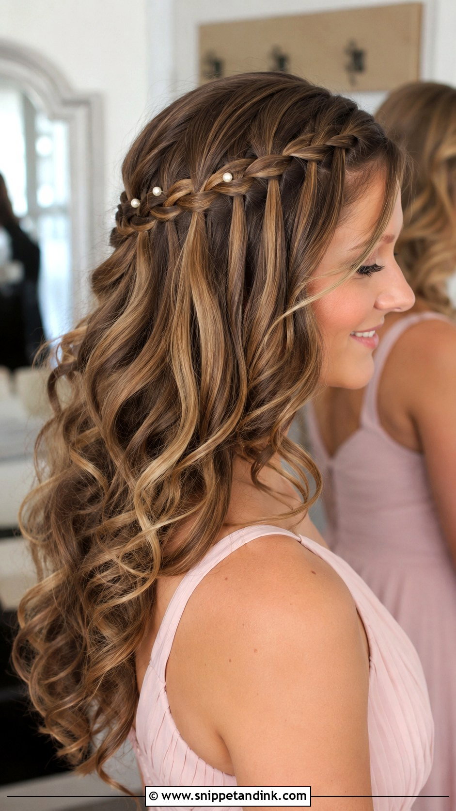 Sister Wedding Waterfall Braid - Snippet and Ink - 20 Hairstyle for Siders Wedding Ideas