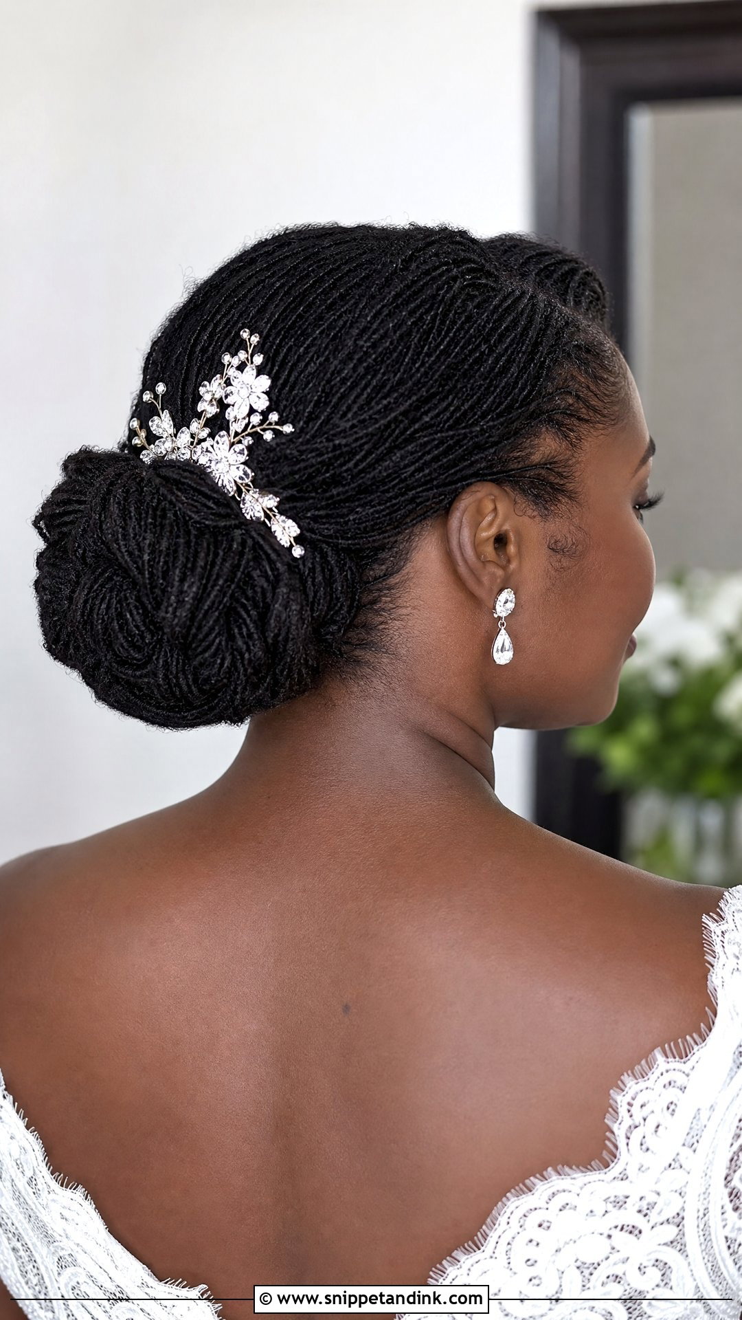 Sisterlocks Bridal Low Bun - Snippet and Ink - 15 Bridal Locs Hairstyles Low Bun