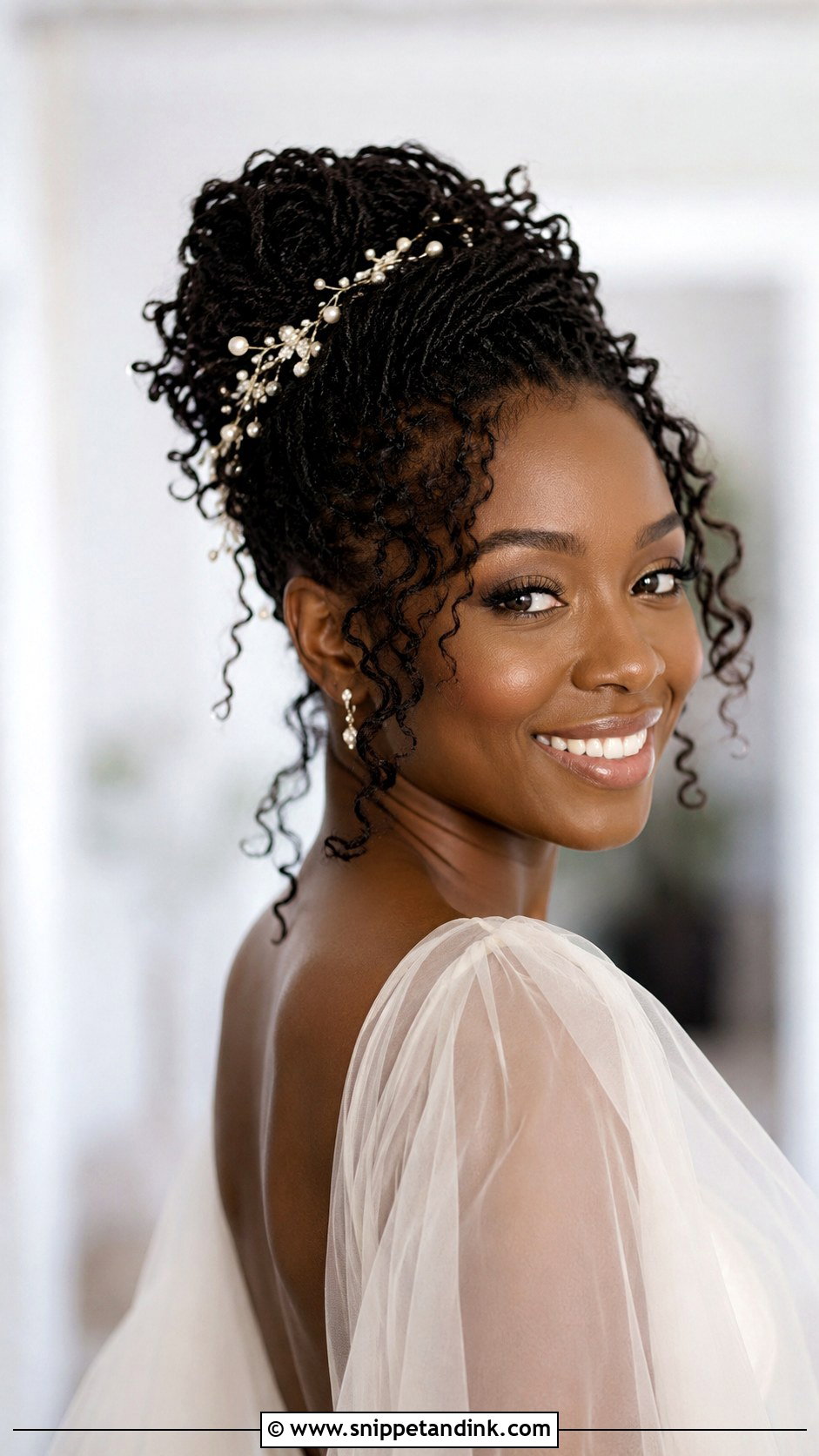 Sisterlocks Curly Updo Wedding Hairstyle - Snippet and Ink - 15 Styling Sister Locks for Wedding Ideas
