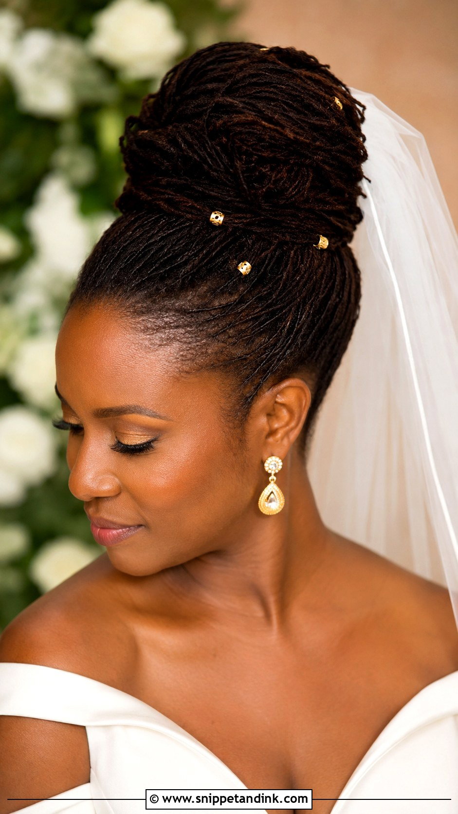 Sisterlocks High Bun Wedding Hairstyle - Snippet and Ink - 15 Styling Sister Locks for Wedding Ideas