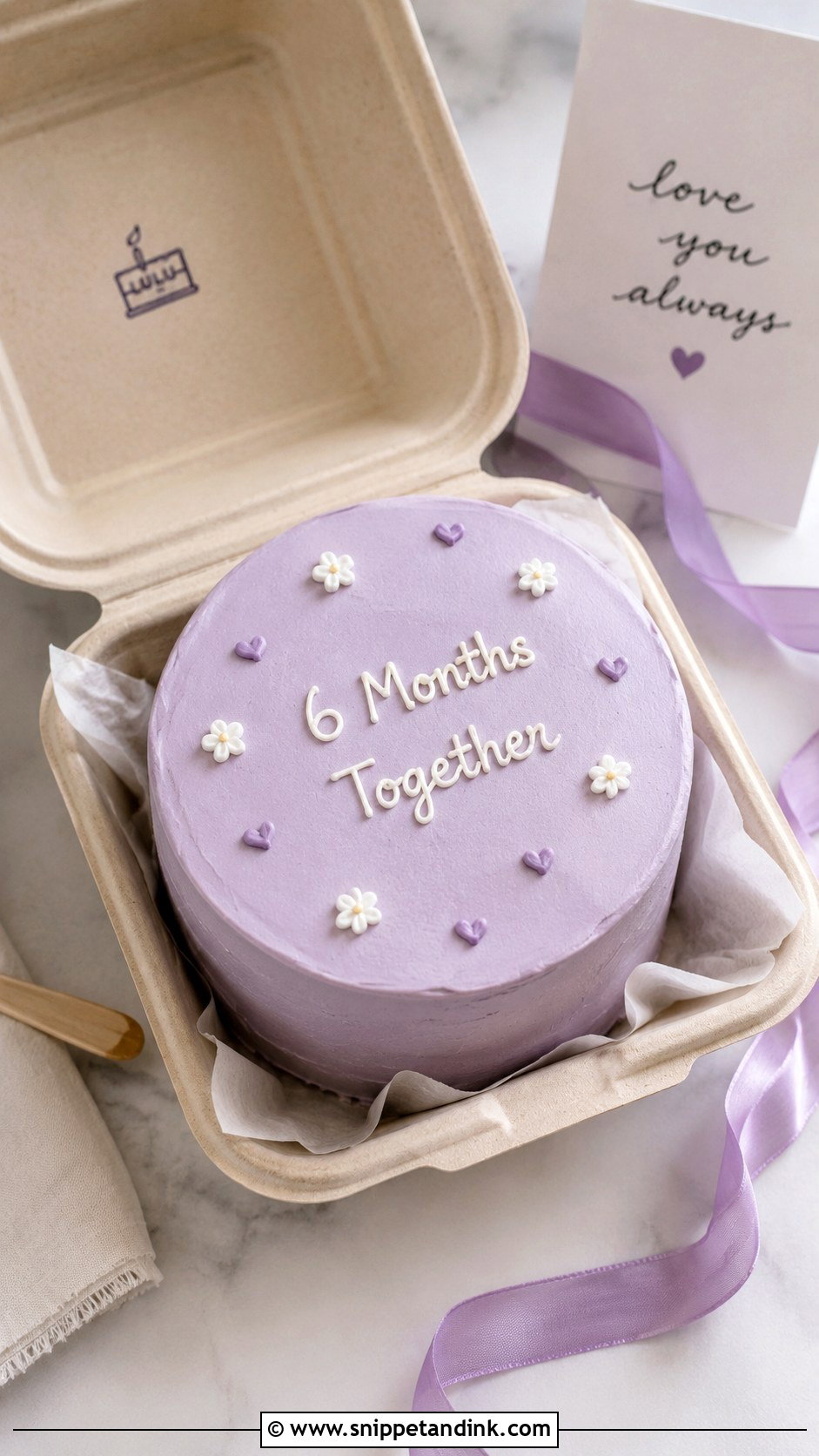 Six Month Anniversary Bento Cake - Snippet and Ink - 20 Half Year Anniversary Cake Ideas