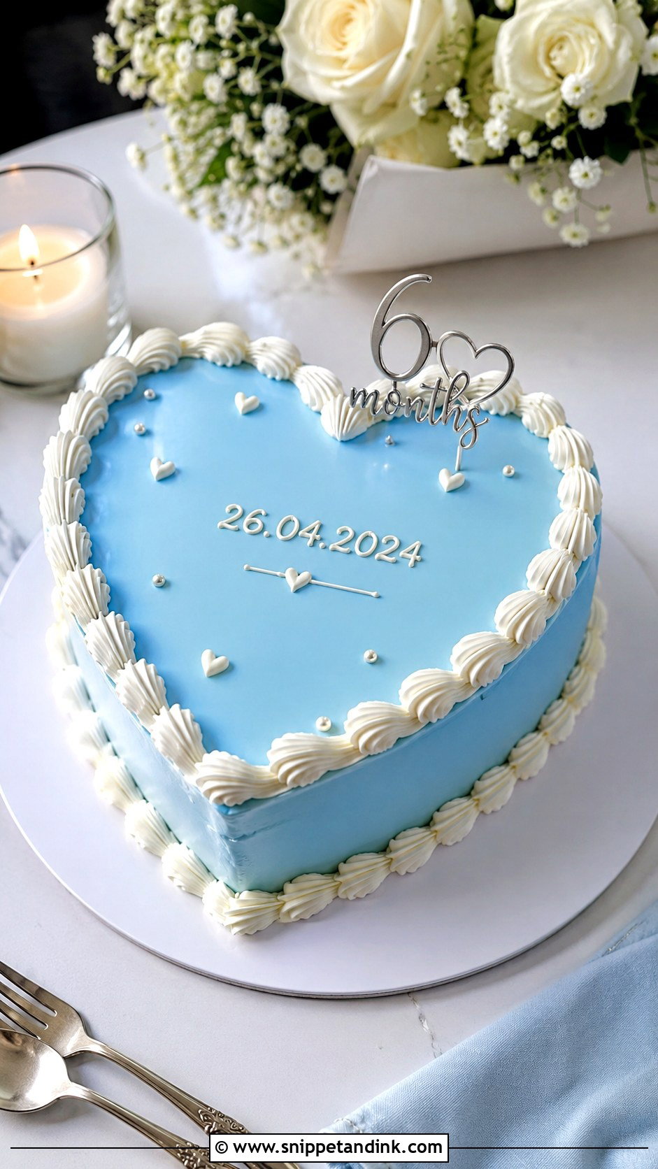Six Month Anniversary Blue Cake - Snippet and Ink - 20 Half Year Anniversary Cake Ideas