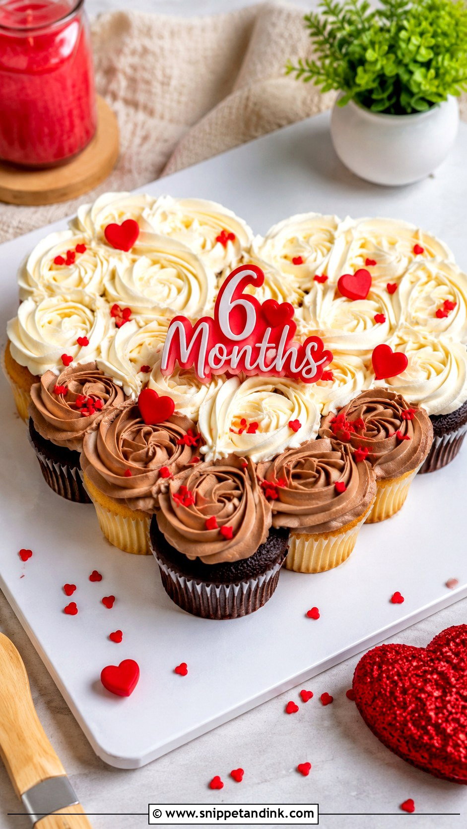 Six Month Anniversary Cupcake Cake - Snippet and Ink - 20 Half Year Anniversary Cake Ideas