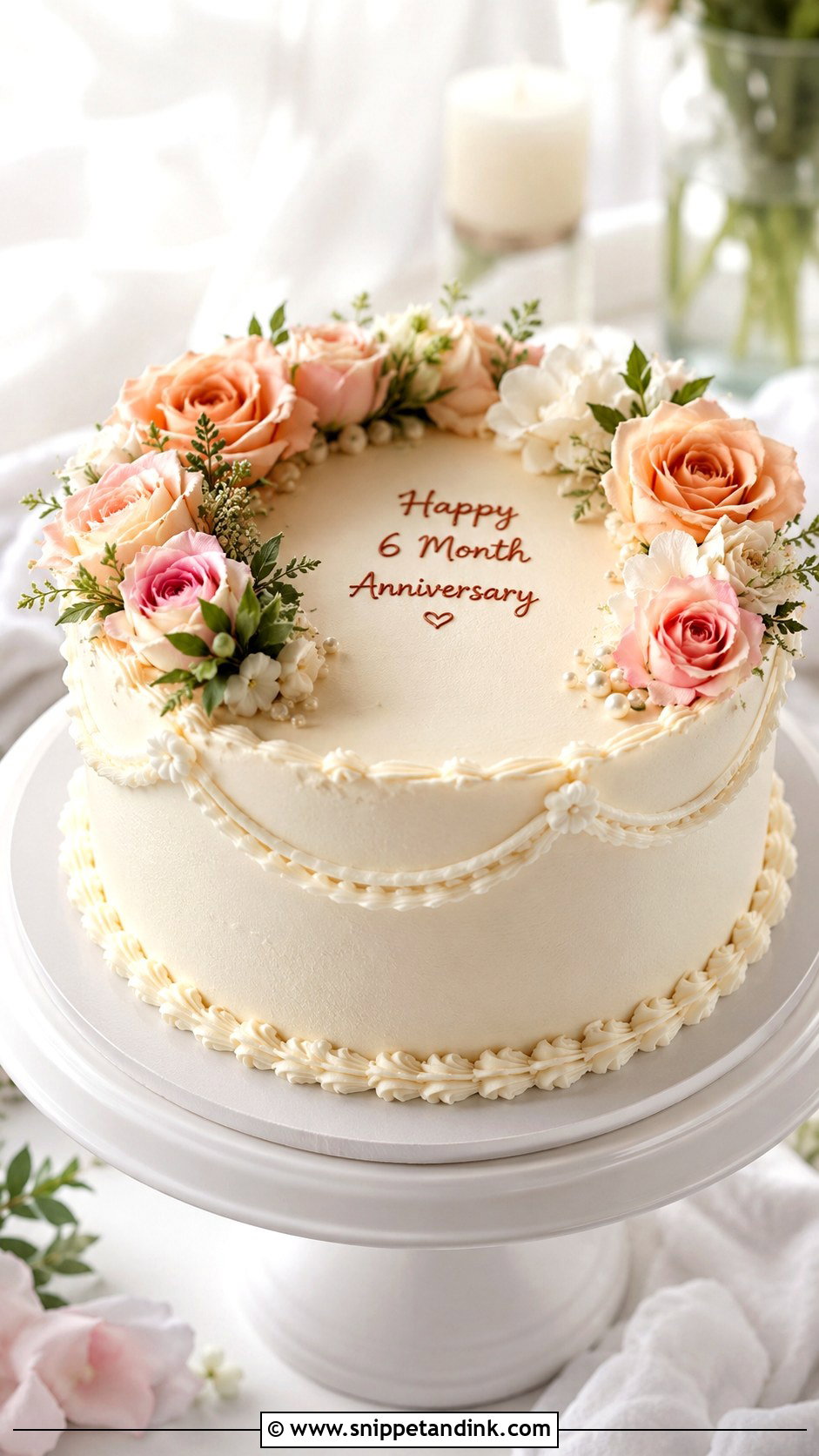 Six Month Anniversary Floral Cake - Snippet and Ink - 20 Half Year Anniversary Cake Ideas
