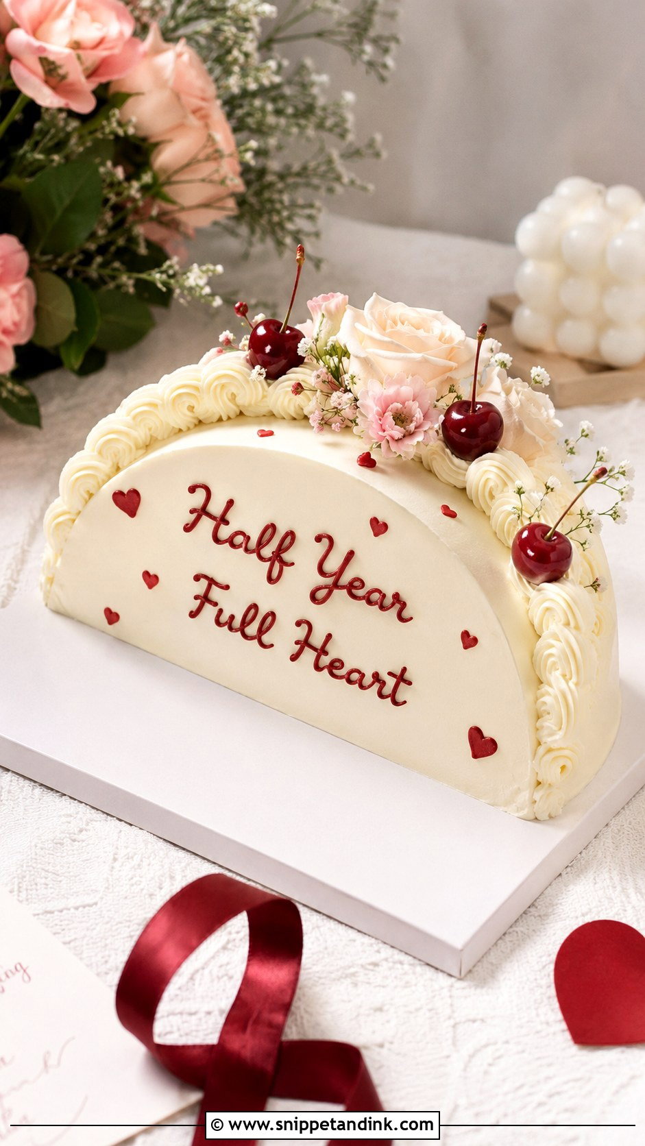 Six Month Anniversary Half Cake - Snippet and Ink - 20 Half Year Anniversary Cake Ideas