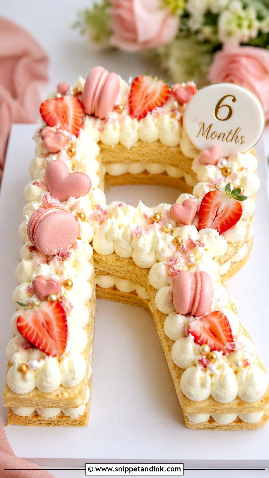 Six Month Anniversary Letter Cake - Snippet and Ink - 20 Half Year Anniversary Cake Ideas