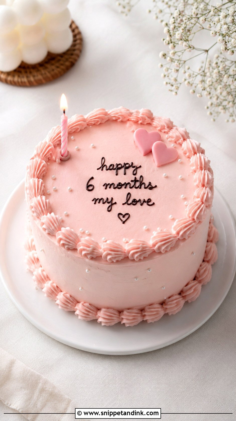 Six Month Anniversary Mini Cake - Snippet and Ink - 20 Half Year Anniversary Cake Ideas