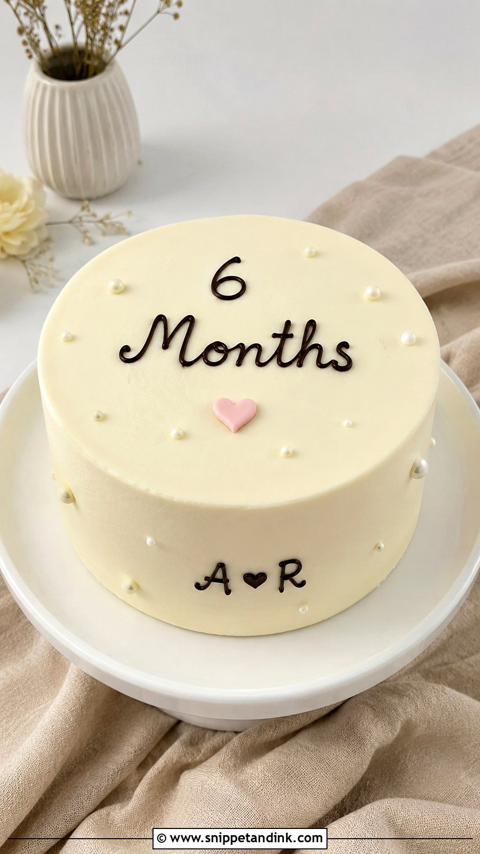 Six Month Anniversary Minimalist Cake - Snippet and Ink - 20 Half Year Anniversary Cake Ideas