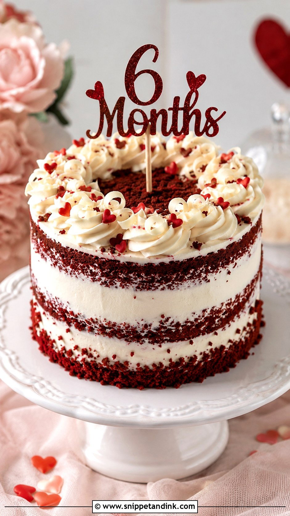 Six Month Anniversary Red Velvet Cake - Snippet and Ink - 20 Half Year Anniversary Cake Ideas