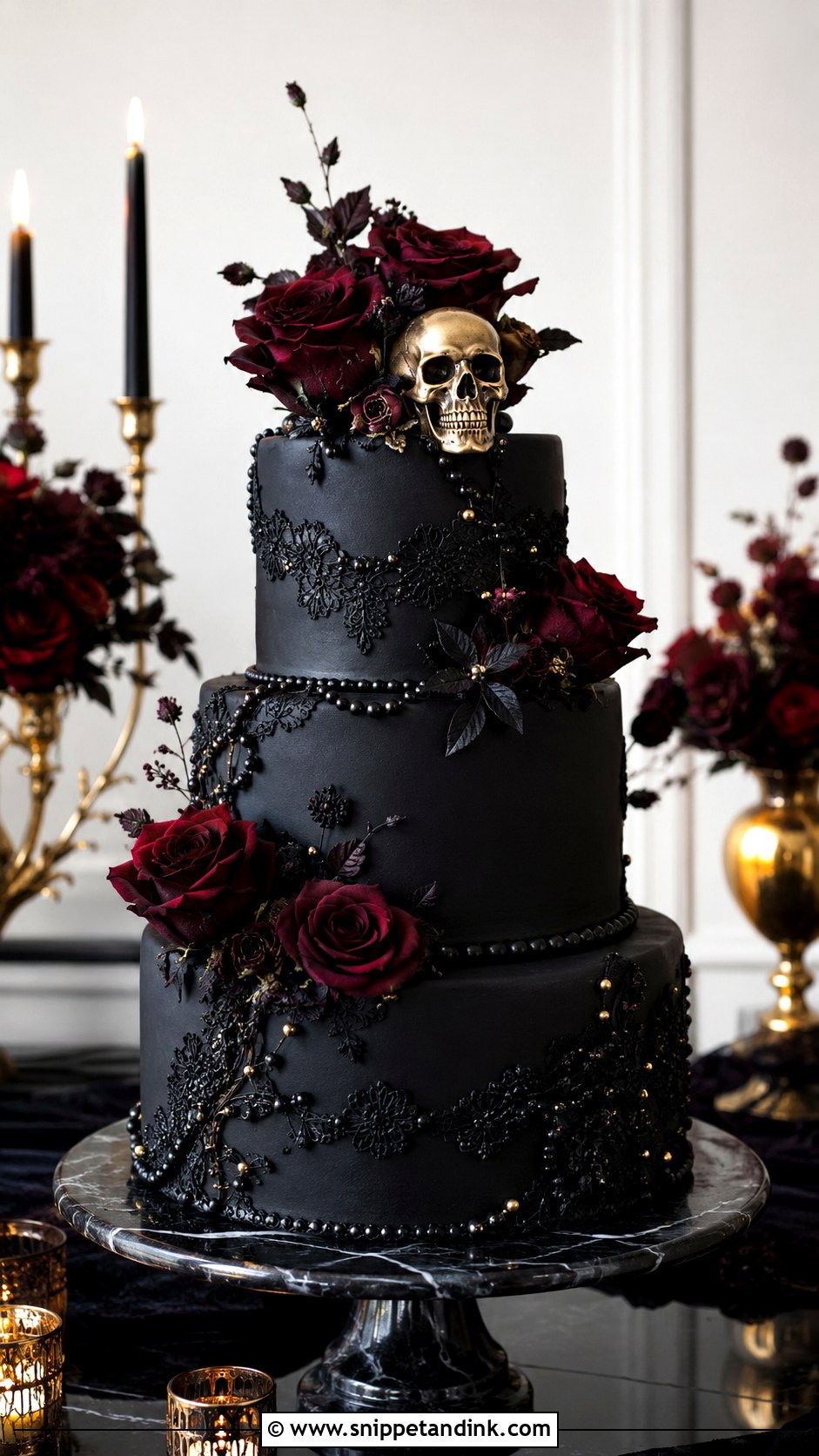 Skull Halloween Wedding Cake - Snippet and Ink - 25 Elegant Halloween Wedding Cake Ideas