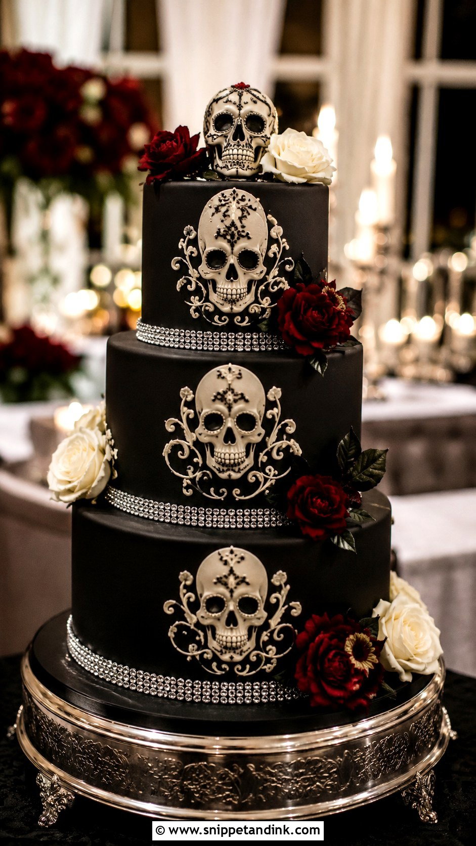 Skull Wedding Cake - Snippet and Ink - 20 Rock and Roll Wedding Cake Ideas