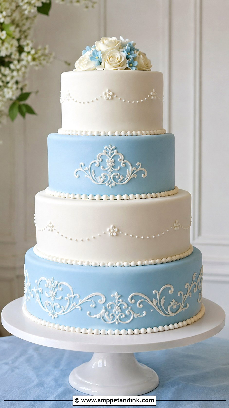 Sky Blue And White Wedding Cake - Snippet and Ink - 25 Sky Blue Wedding Cake Ideas