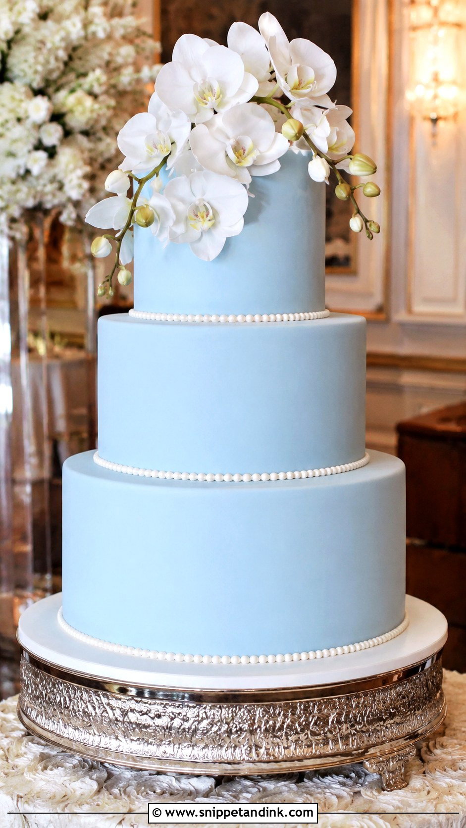 Sky Blue Fondant Wedding Cake - Snippet and Ink - 25 Sky Blue Wedding Cake Ideas