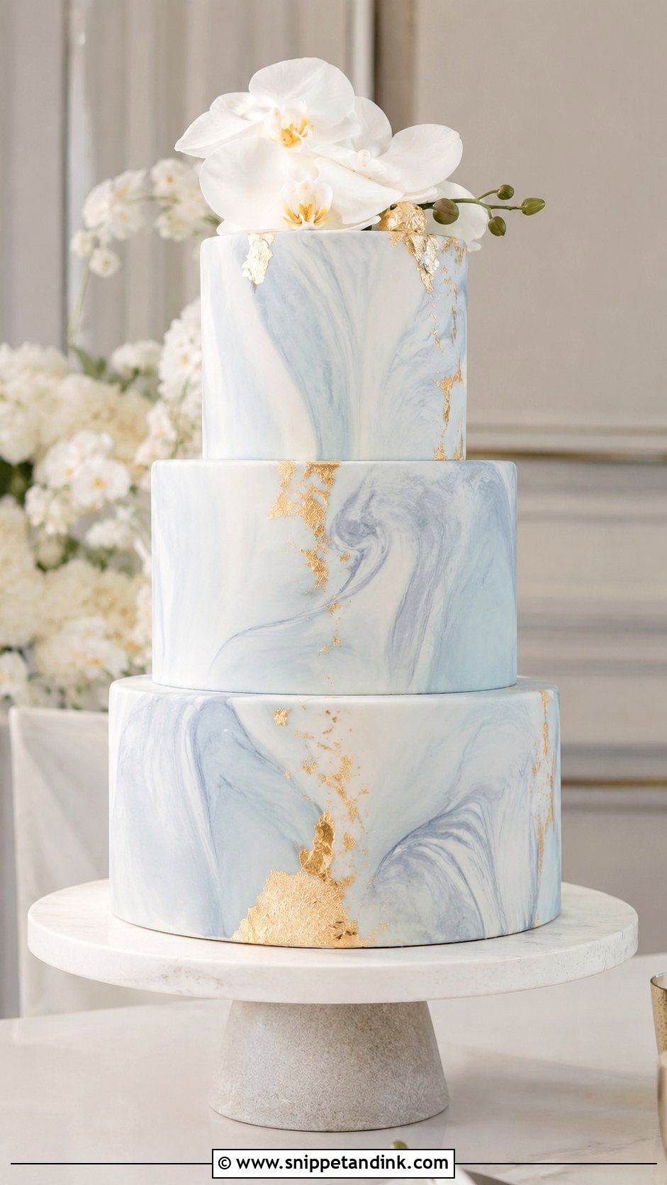 Sky Blue Marble Wedding Cake - Snippet and Ink - 25 Sky Blue Wedding Cake Ideas
