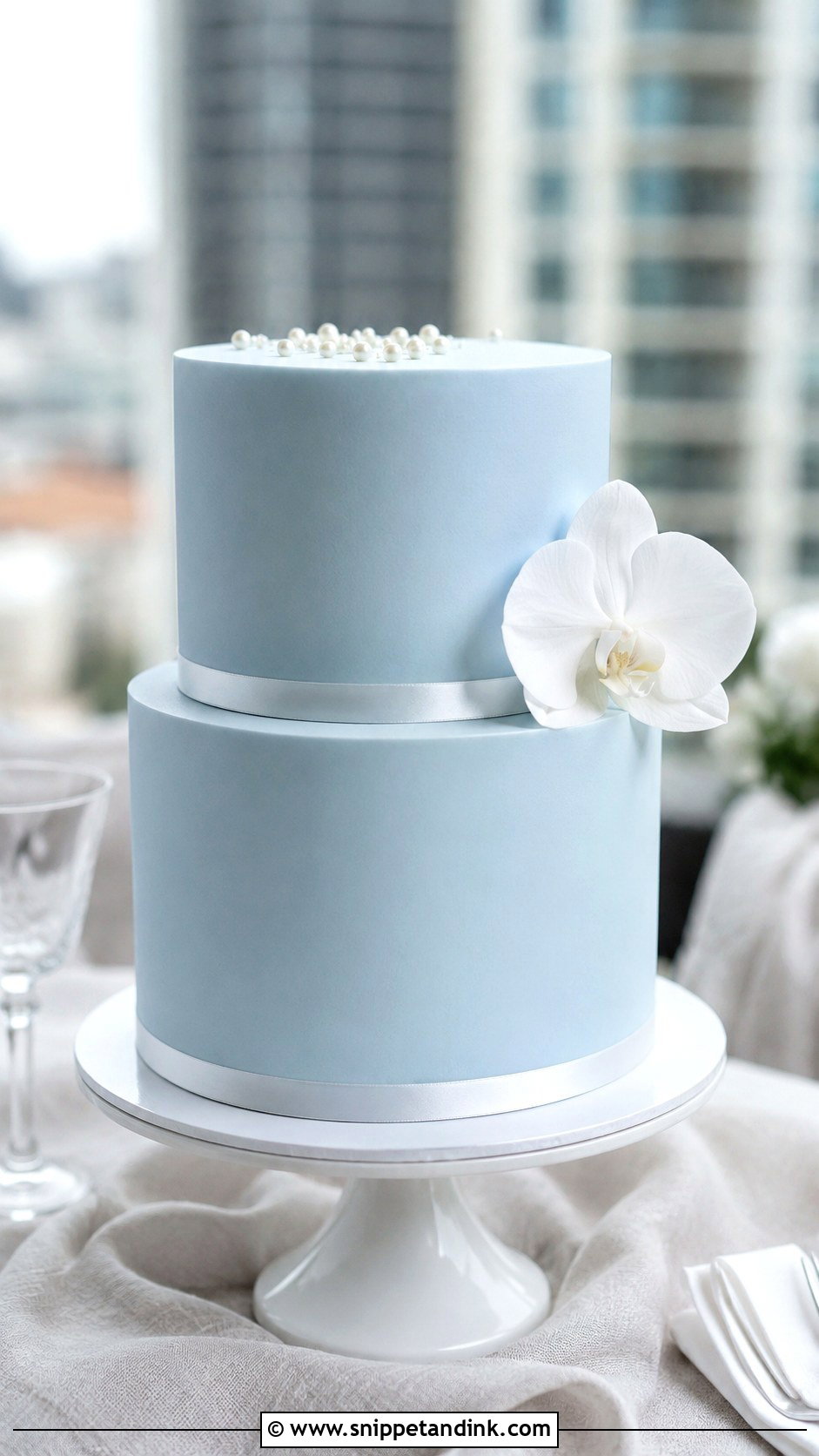 Sky Blue Minimalist Wedding Cake - Snippet and Ink - 25 Sky Blue Wedding Cake Ideas