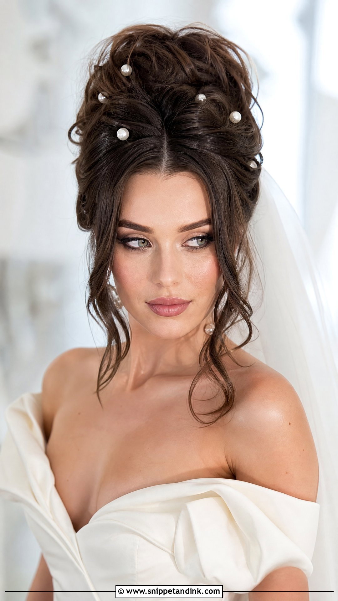 Sky High Bouffant With Pearl Pins - Snippet and Ink - 20 80s Wedding Hair Ideas