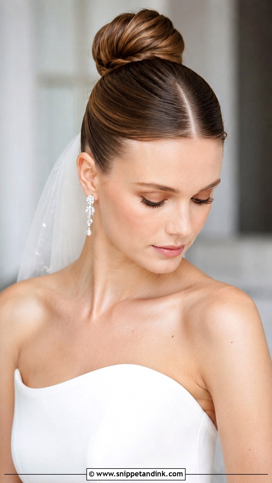 Sleek Ballerina Bun Bridal Hairstyle - Snippet and Ink - 20 Trending Bridal Hairstyles