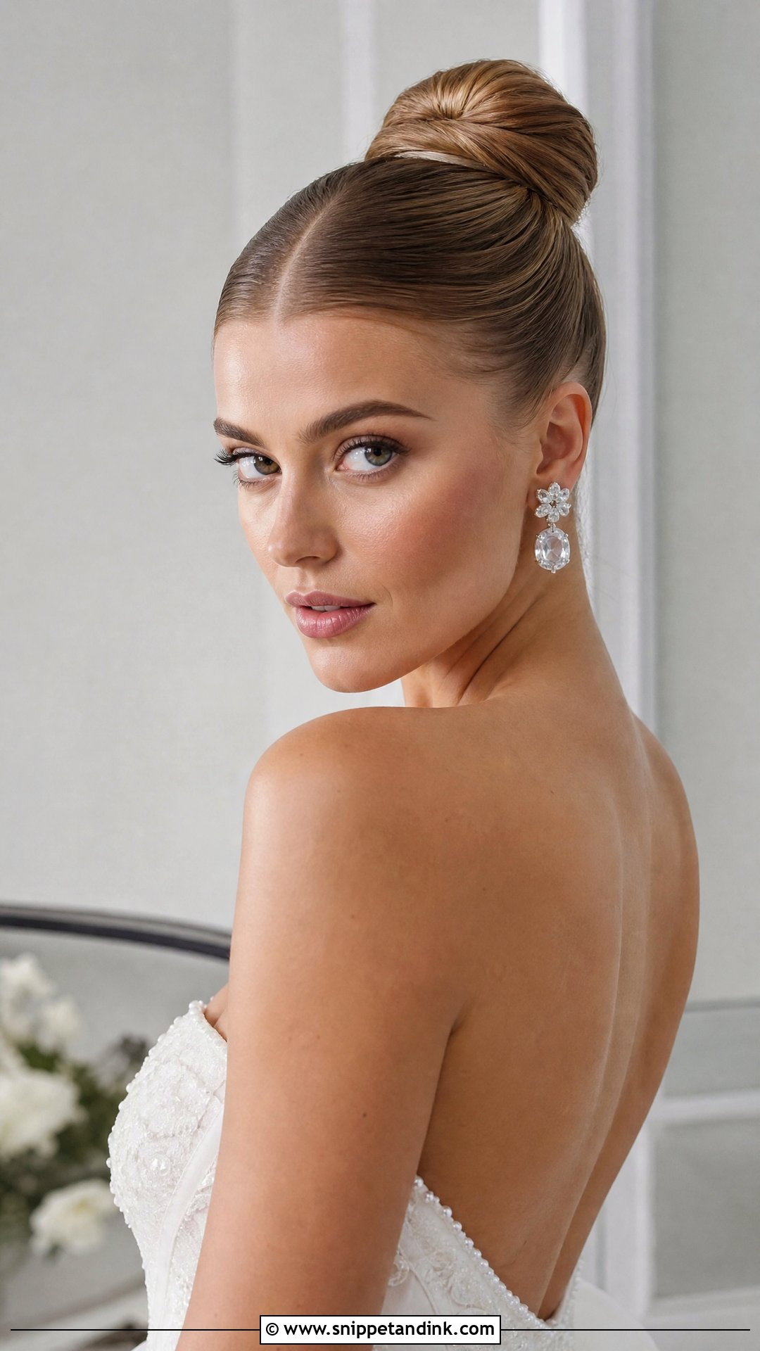 Sleek Ballerina Bun With Center Part - Snippet and Ink - 20 Hair Updo for Wedding Ideas