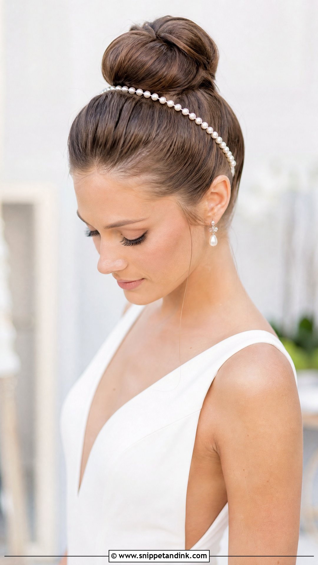 Sleek Ballerina Bun With Headband - Snippet and Ink - 20 Bridal Updo with Headpiece Ideas