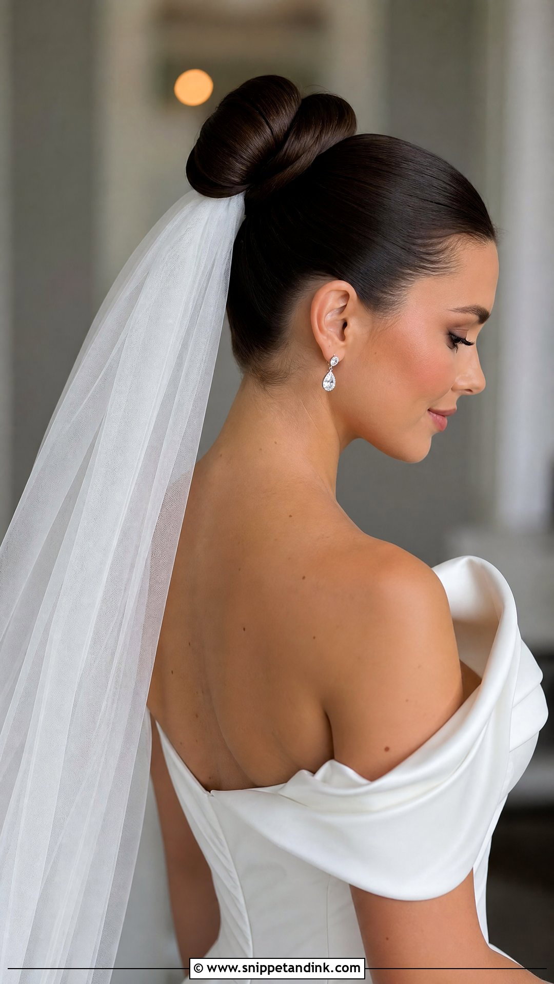 Sleek Ballerina Bun With Veil - Snippet and Ink - 20 Hair with Veil Ideas