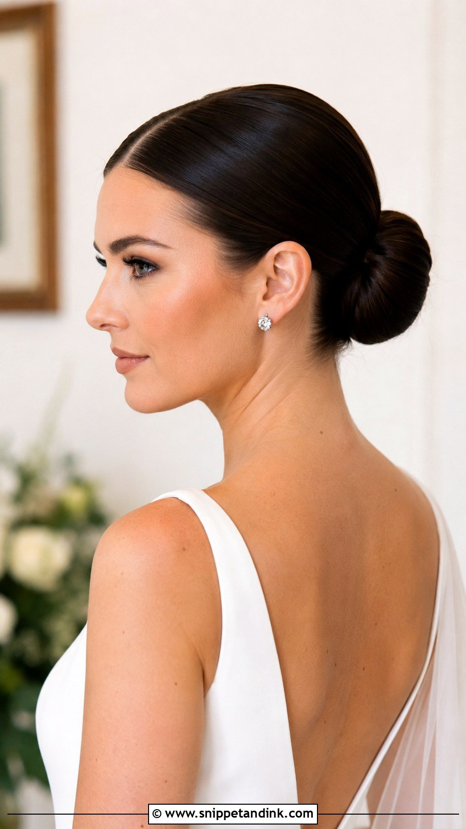 Sleek Ballerina Bun for Brides - Snippet and Ink - 20 Long Hairstyle for Wedding Ideas
