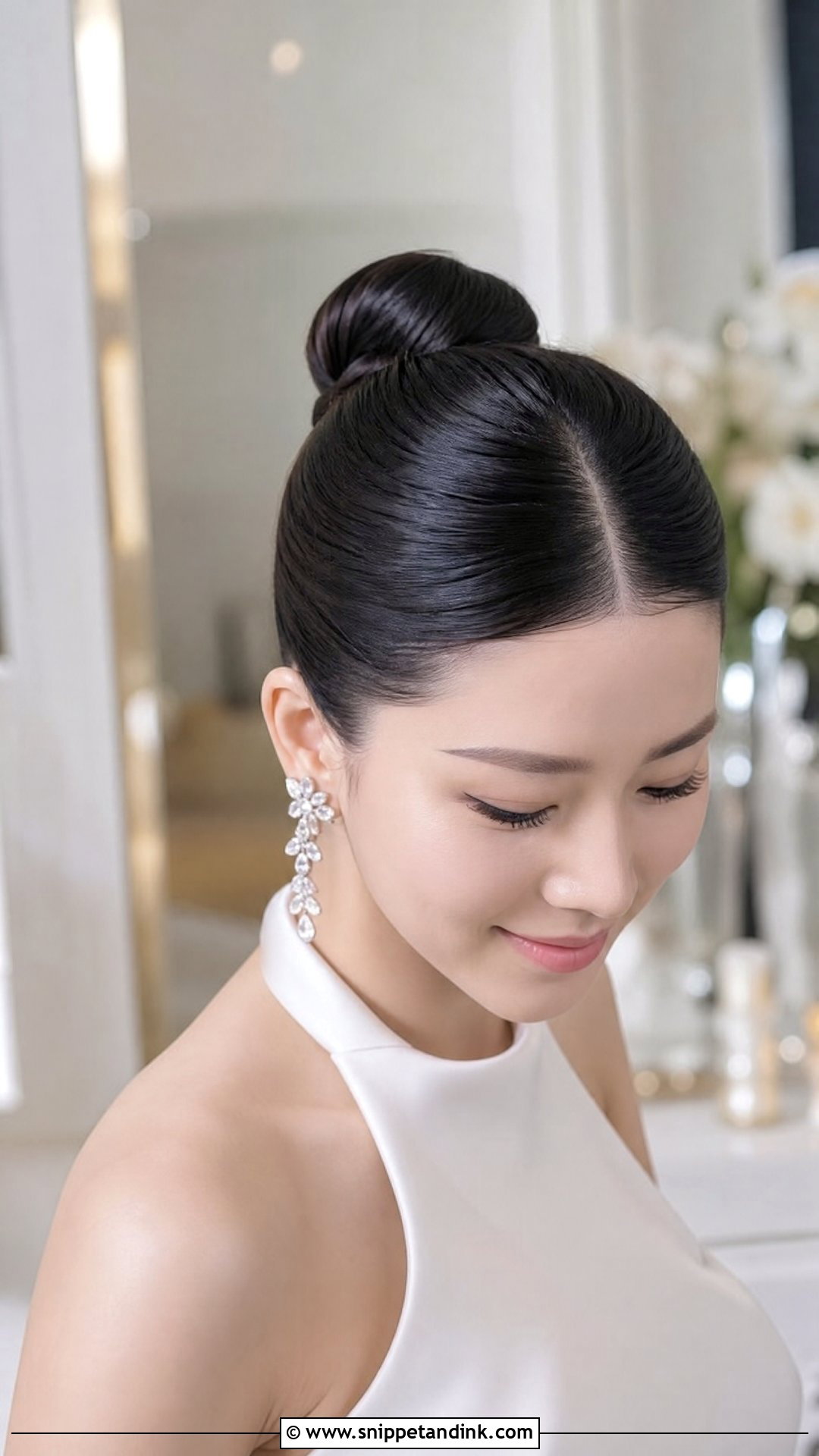 Sleek Ballerina Bun for Long Hair - Snippet and Ink - 20 Bridal Hairstyle for Long Hair Ideas