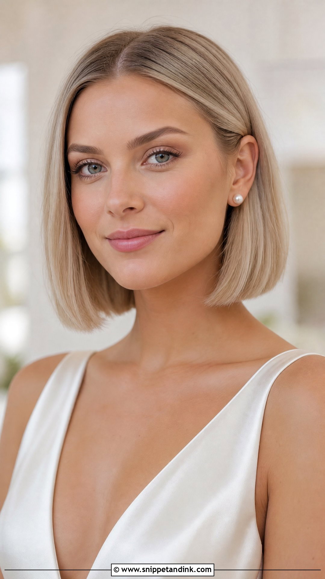 Sleek Blonde Bob Wedding Hair - Snippet and Ink - 15 Blonde Bob Wedding Hair Ideas