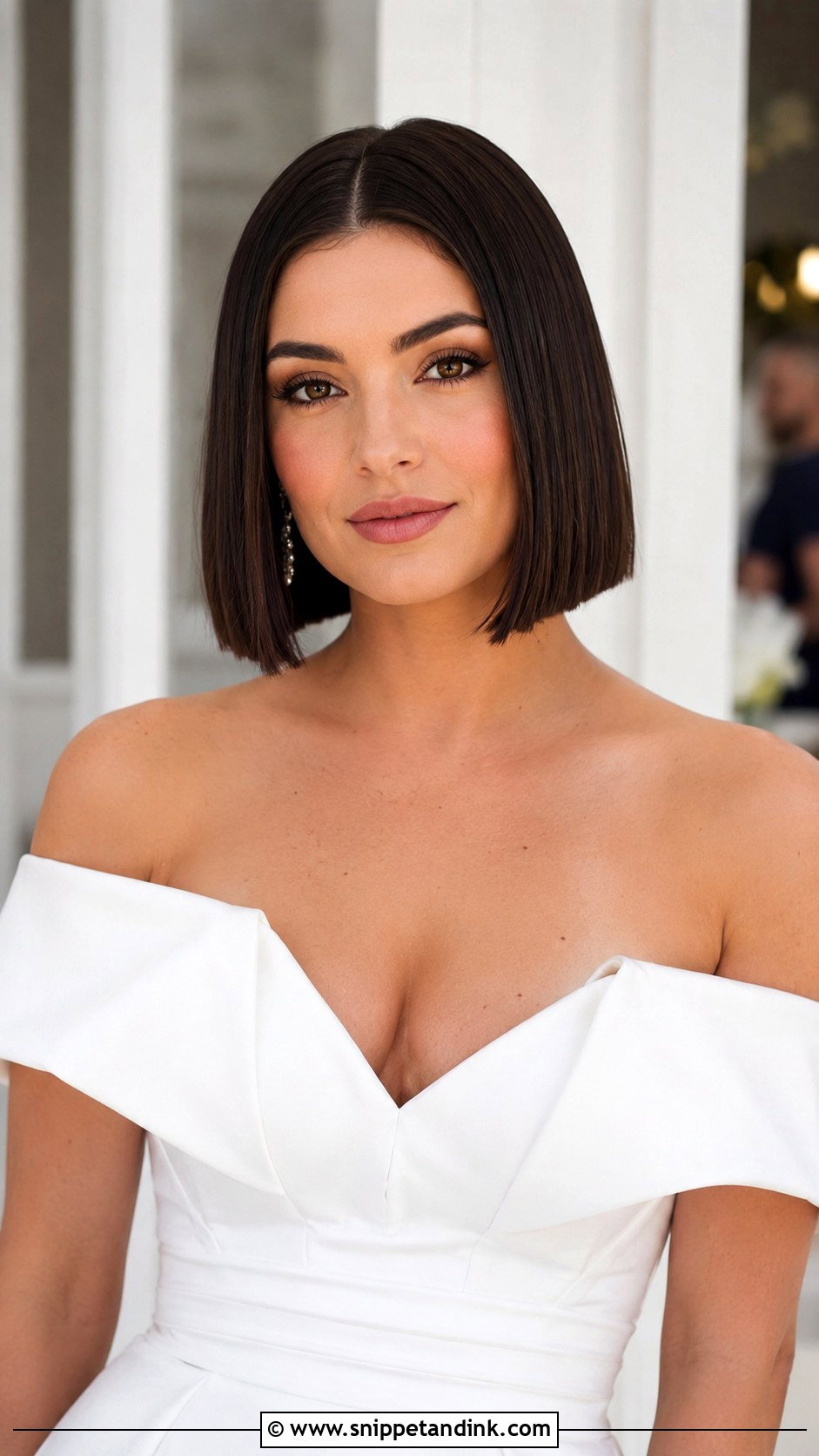 Sleek Blunt Bob for Brides - Snippet and Ink - 30 Short Hair Wedding Ideas