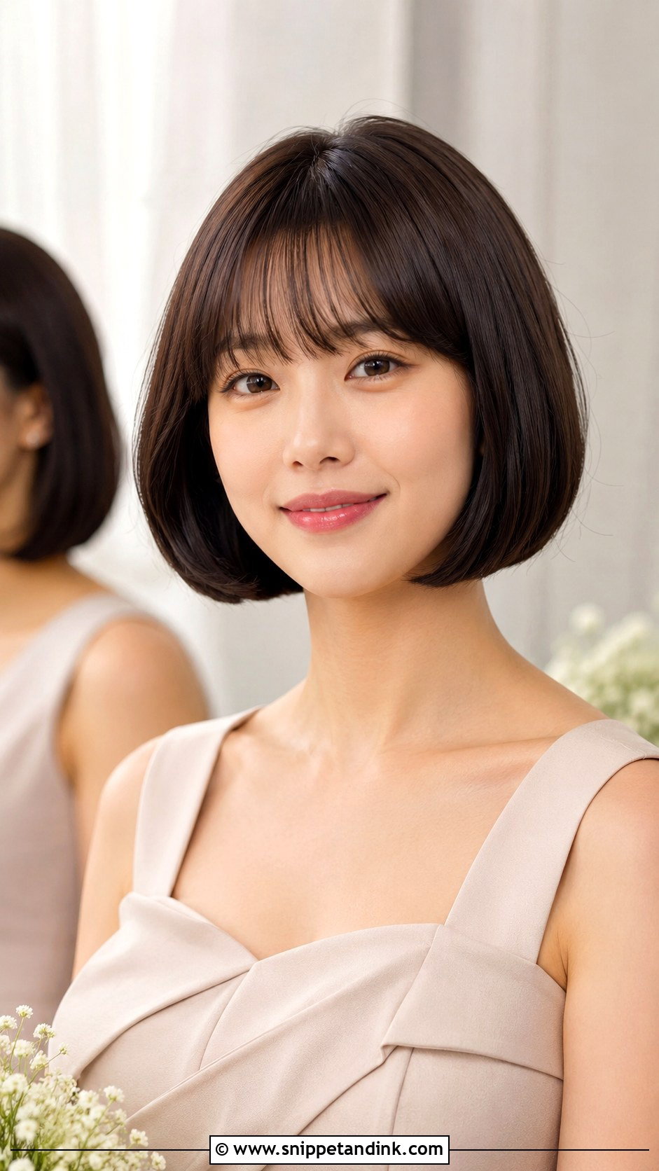 Sleek Bob Bridesmaid Hair With Bangs - Snippet and Ink - 25 Bridesmaid Hair with Bangs Ideas