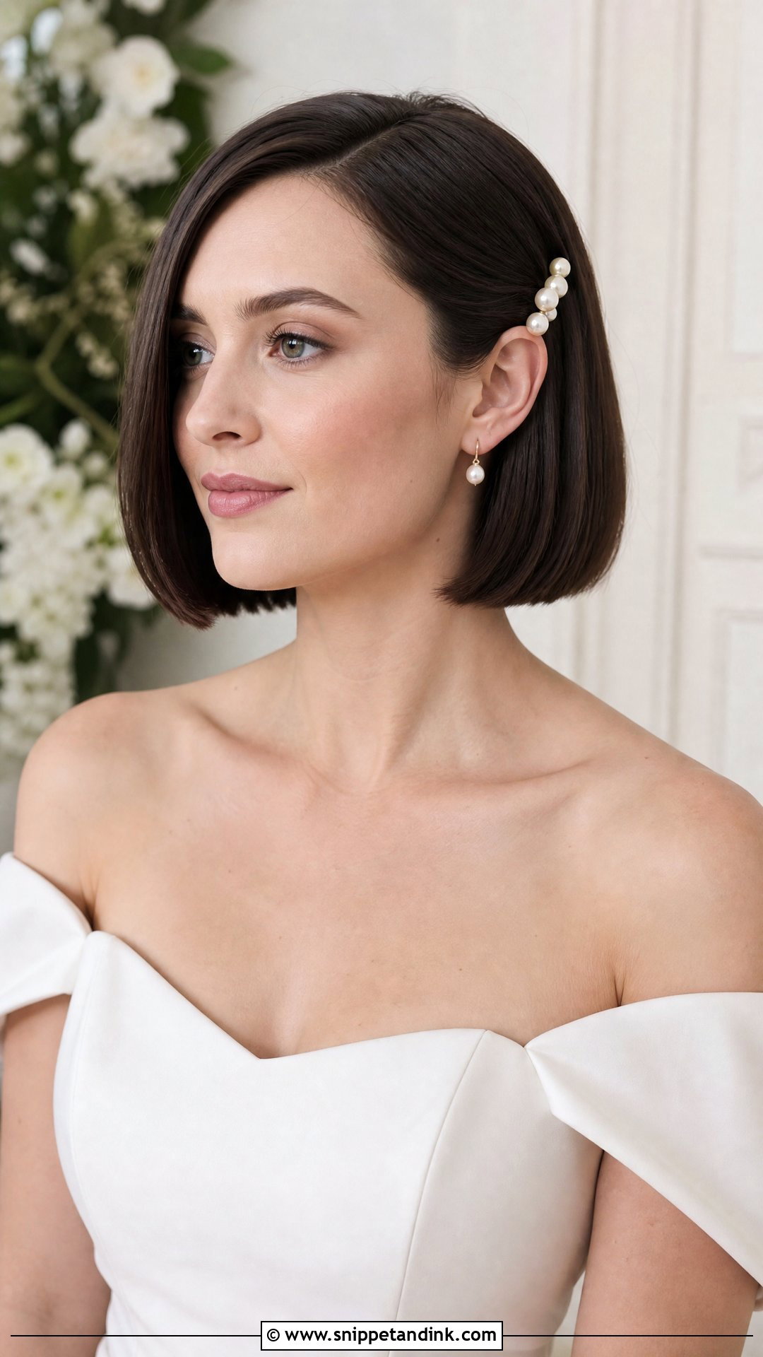 Sleek Bob Wedding Hairstyle - Snippet and Ink - 20 Short Hair Wedding Hairstyles the Bride