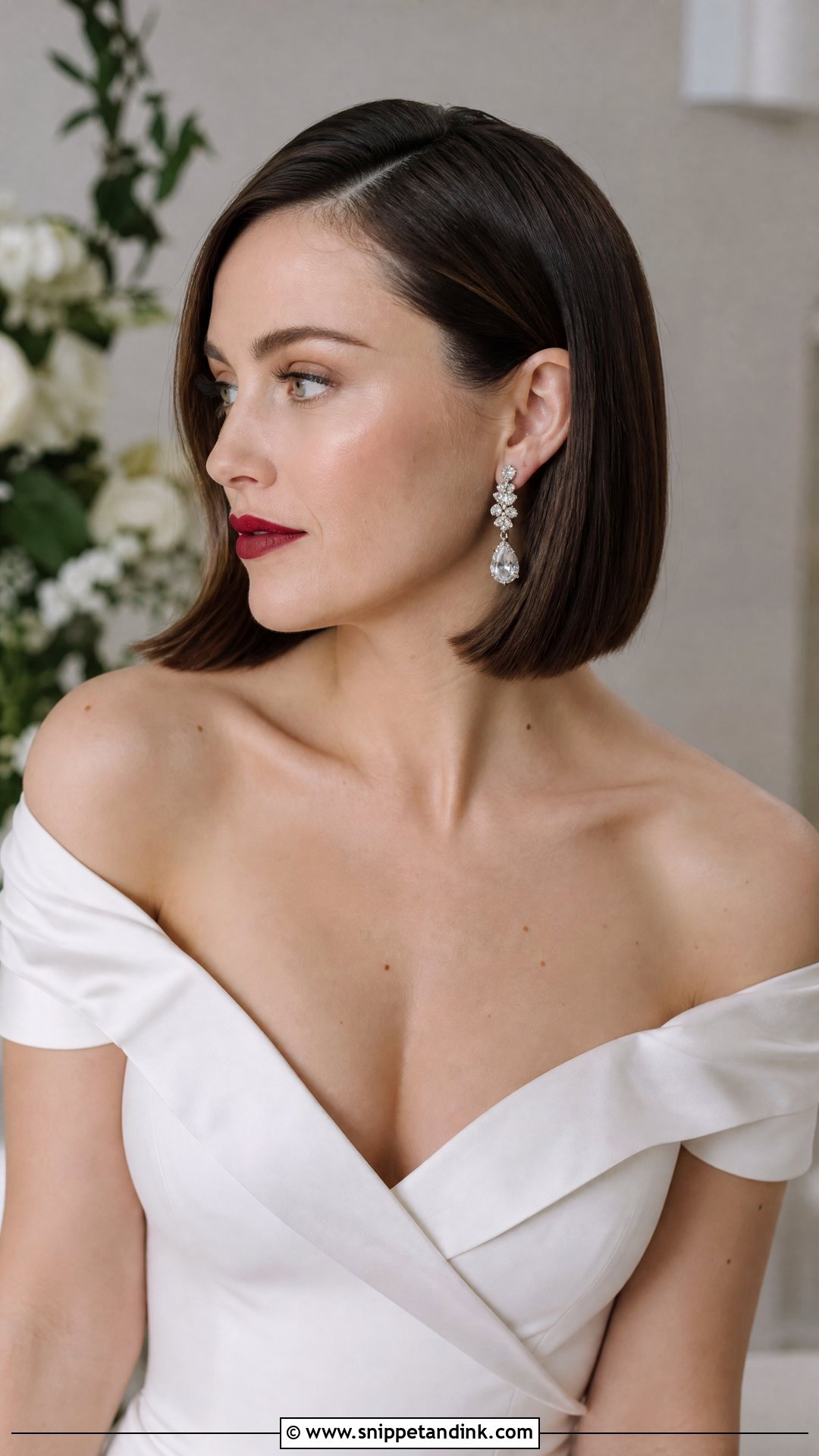 Sleek Bob Wedding Hairstyle - Snippet and Ink - 20 Wedding Hairstyles for Bride Short Hair