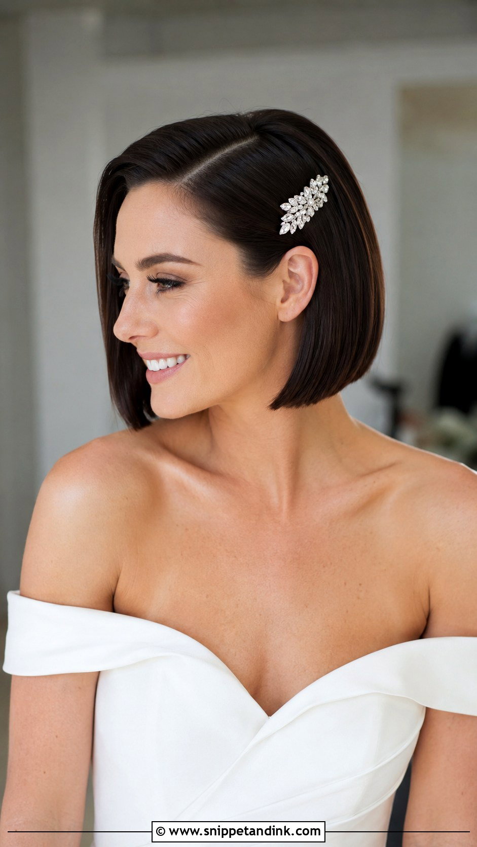 Sleek Bob Wedding Hairstyle - Snippet and Ink - 30 Bridal Hair Inspiration Ideas