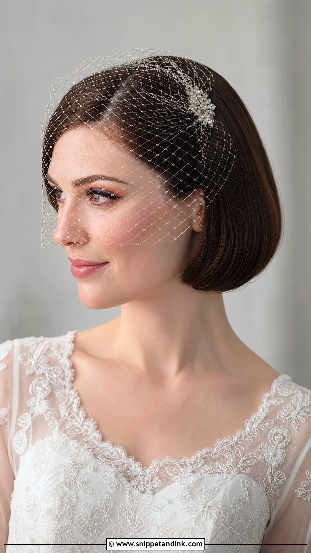 Sleek Bob With Birdcage Veil - Snippet and Ink - 20 Short Veil Hairstyles