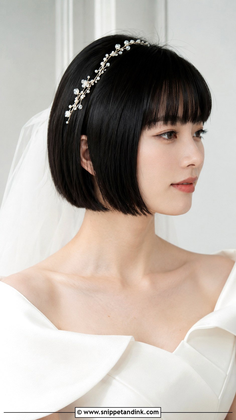 Sleek Bob With Blunt Bangs - Snippet and Ink - 20 Short Bob Wedding Hair Ideas