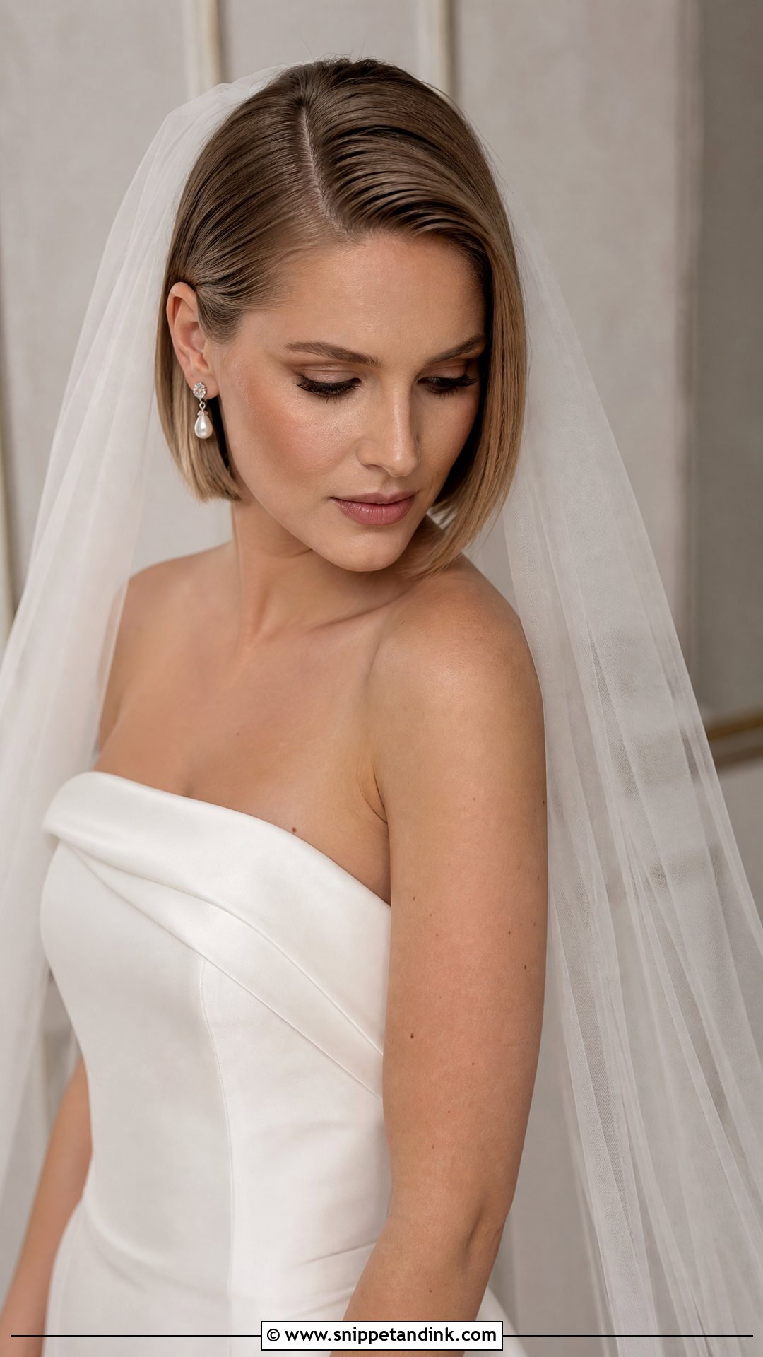 Sleek Bob With Cathedral Veil - Snippet and Ink - 20 Short Veil Hairstyles