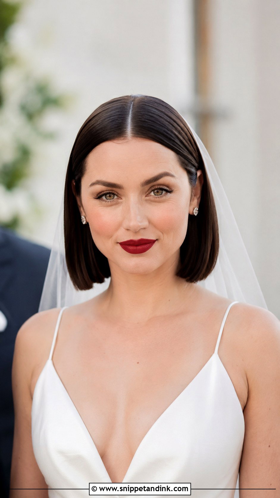 Sleek Bob With Center Part - Snippet and Ink - 30 Short Hair Bride Ideas