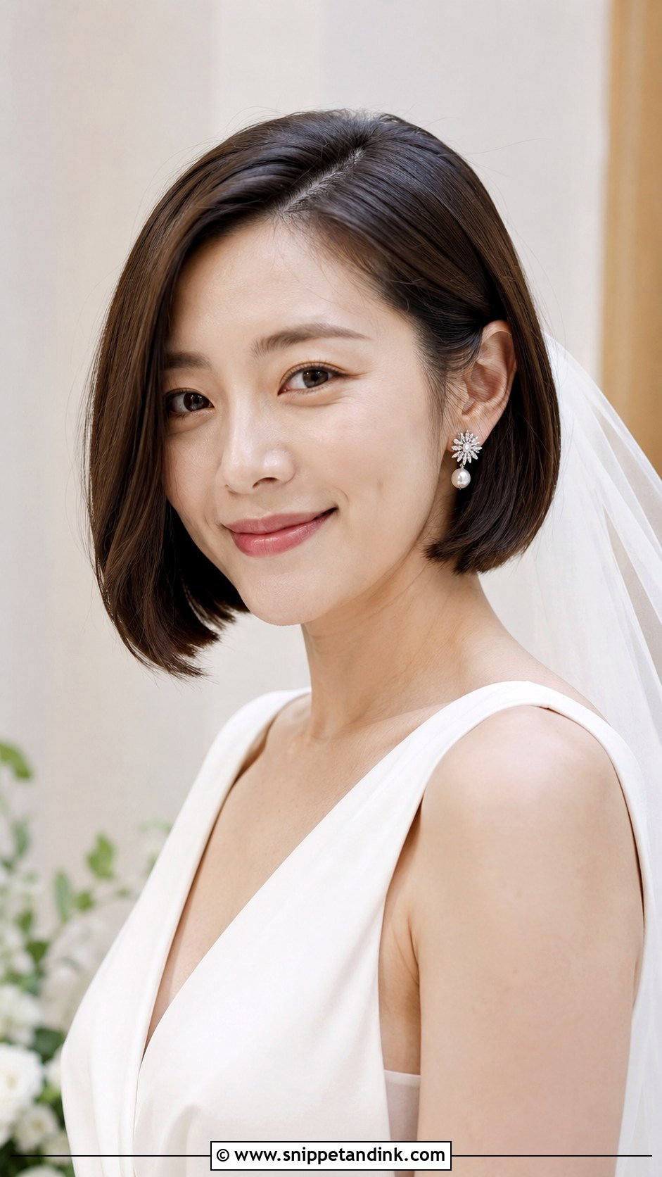 Sleek Bob With Deep Side Part - Snippet and Ink - 20 Glamorous Wedding Hair Ideas