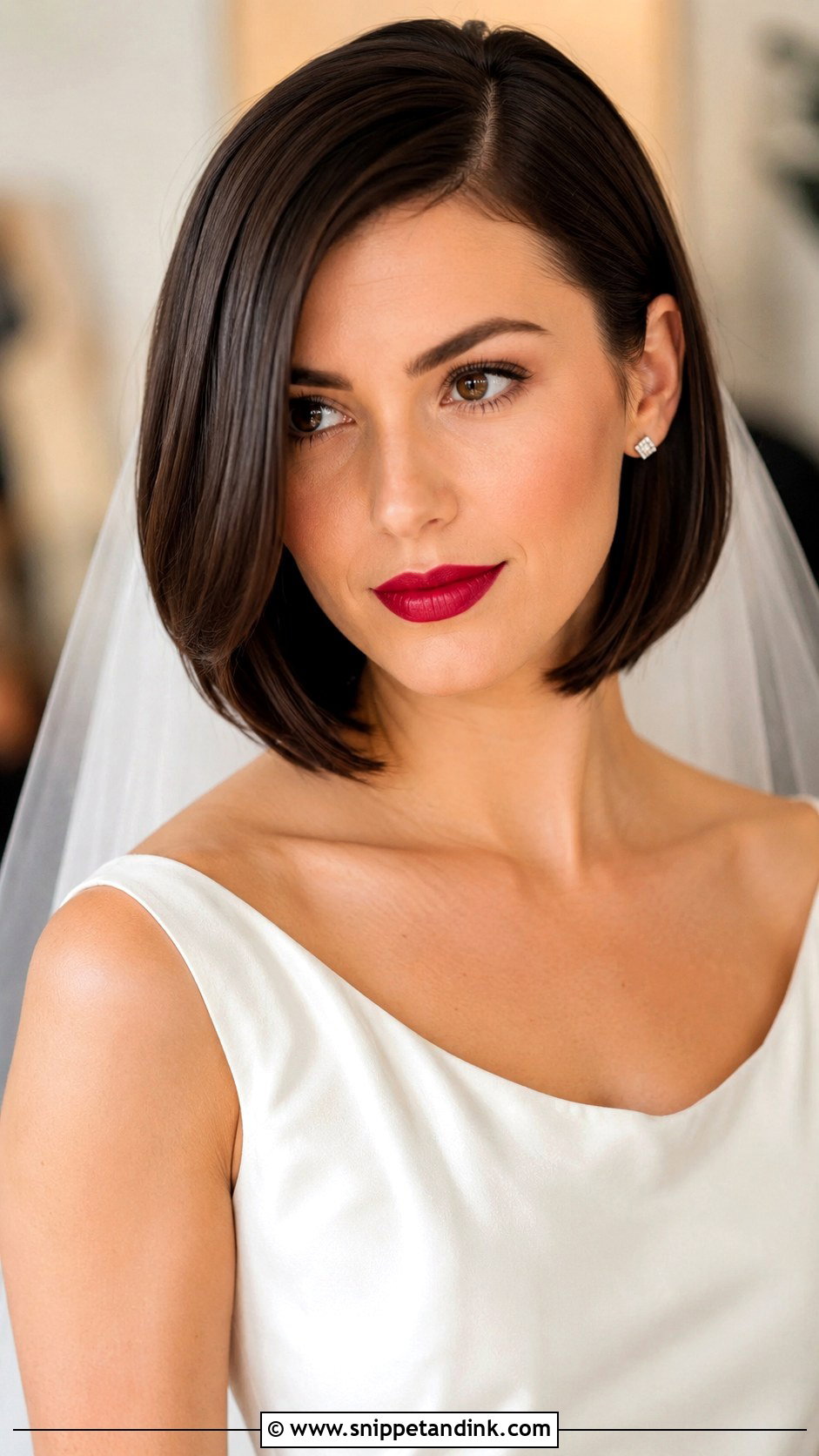 Sleek Bob With Deep Side Part - Snippet and Ink - 30 Short Hairstyle Women Wedding Ideas