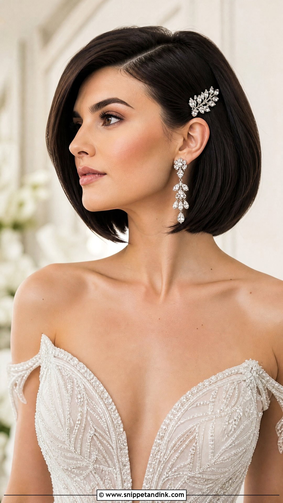 Sleek Bob With Deep Side Part - Snippet and Ink - 20 Bride Bob Hairstyle Ideas