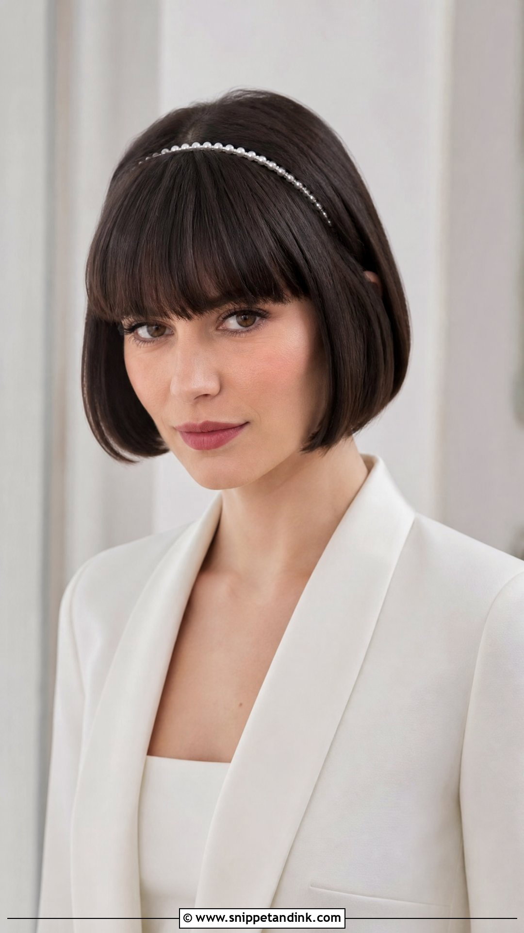 Sleek Bob With Full Bangs - Snippet and Ink - 15 Bride Hairstyle with Bangs