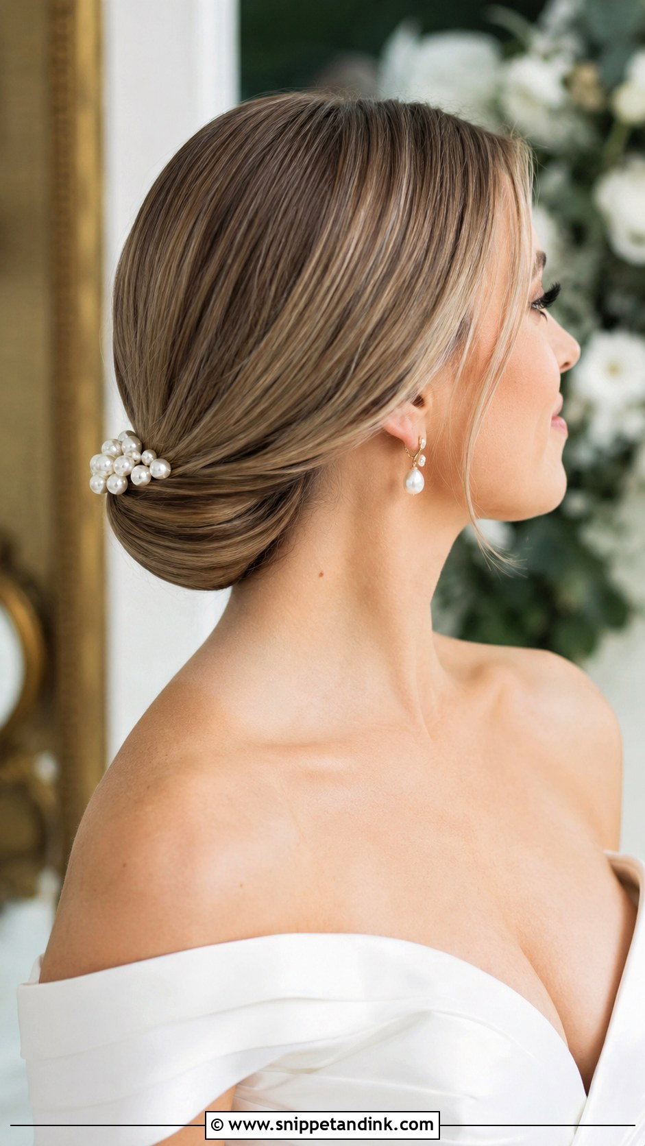 Sleek Bob With Low Bun Illusion - Snippet and Ink - 20 Bob Bridal Hair Ideas
