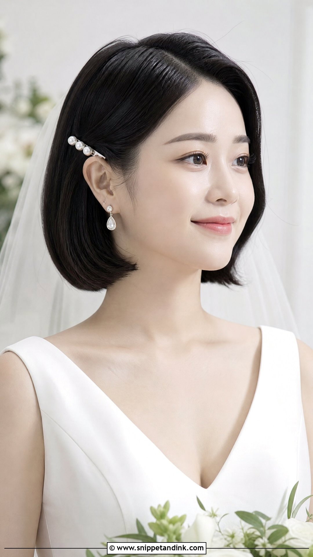 Sleek Bob With Side Tuck - Snippet and Ink - 30 Korean Wedding Hair Ideas