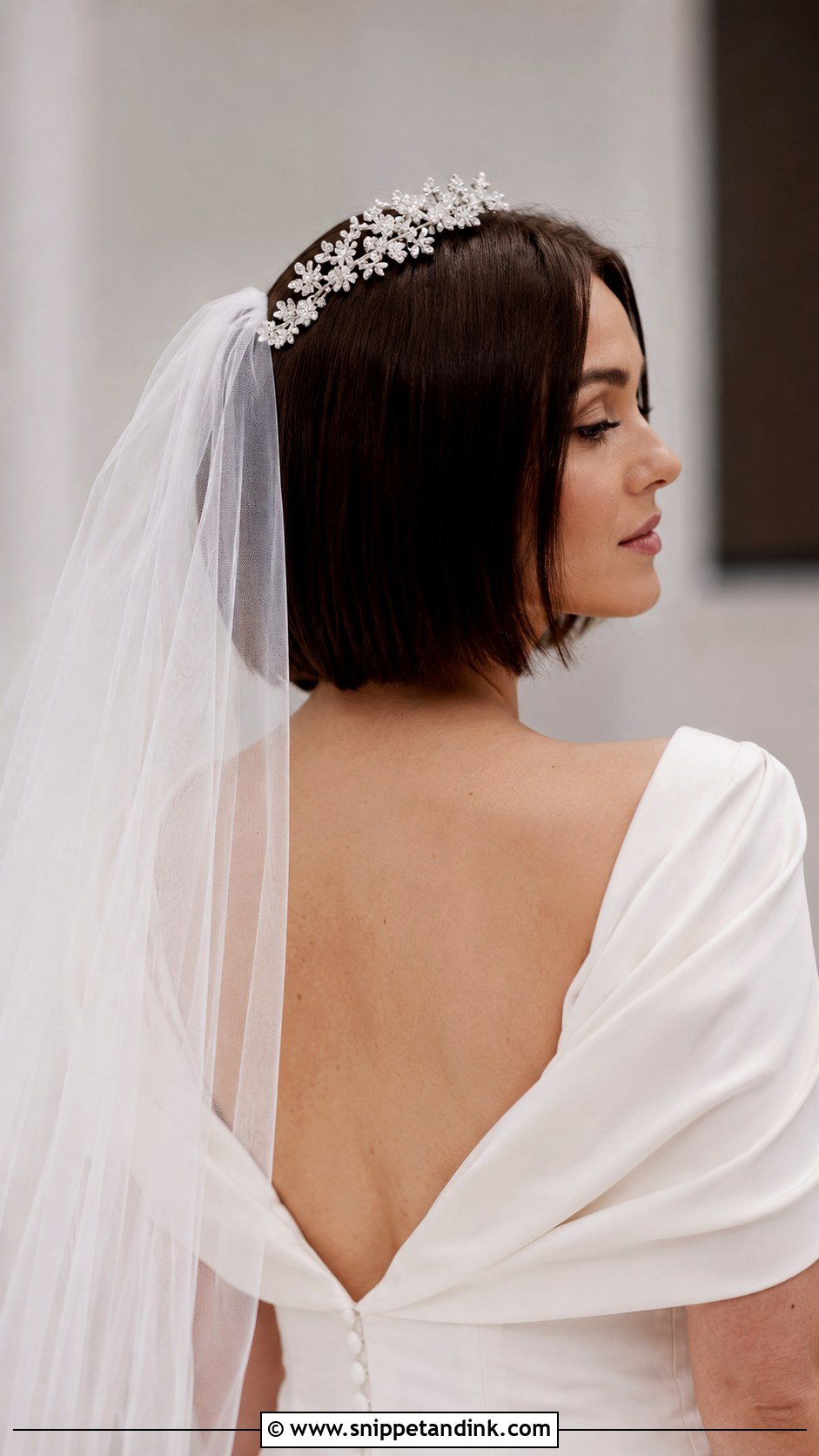 Sleek Bob With Veil - Snippet and Ink - 35 Wedding Hairstyles for Short Hair