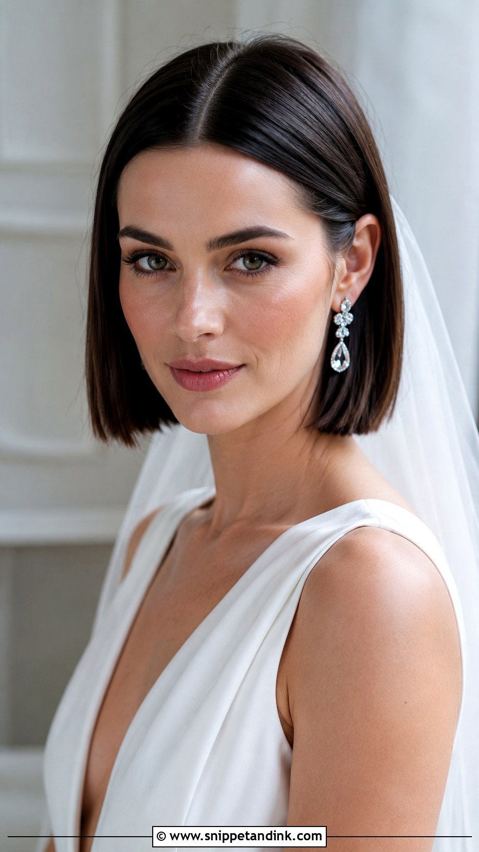 Sleek Bob with Center Part - Snippet and Ink - 25 Bride with Short Hair Ideas