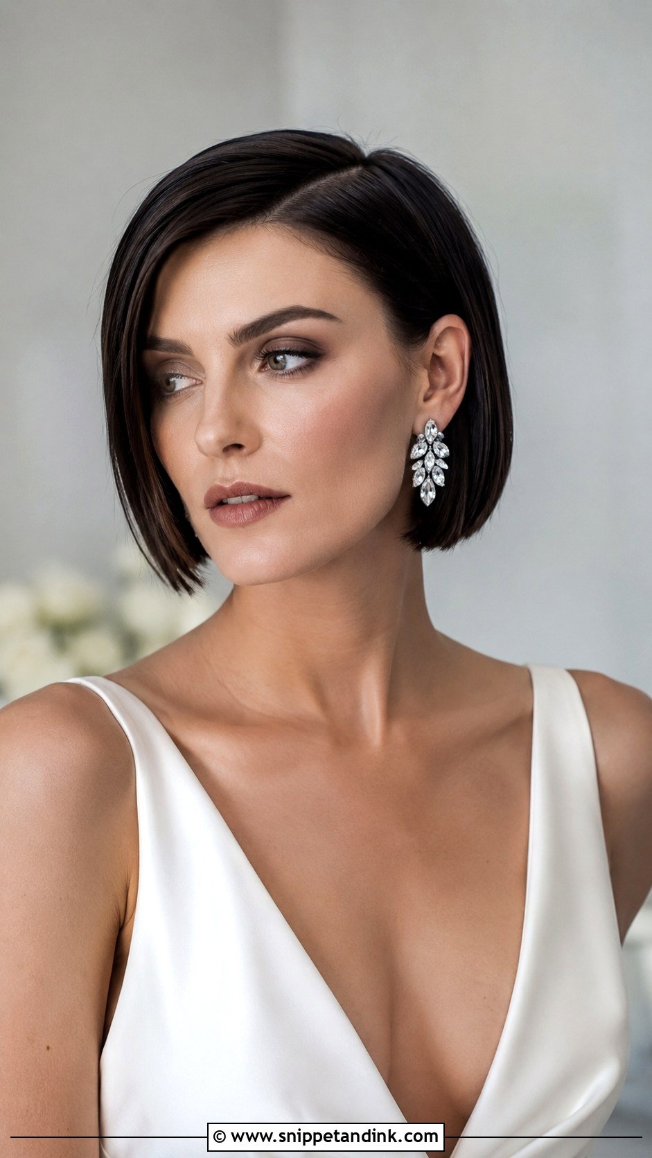 Sleek Bob with Side Part for Wedding - Snippet and Ink - 20 Hairdos for Short Hair Wedding