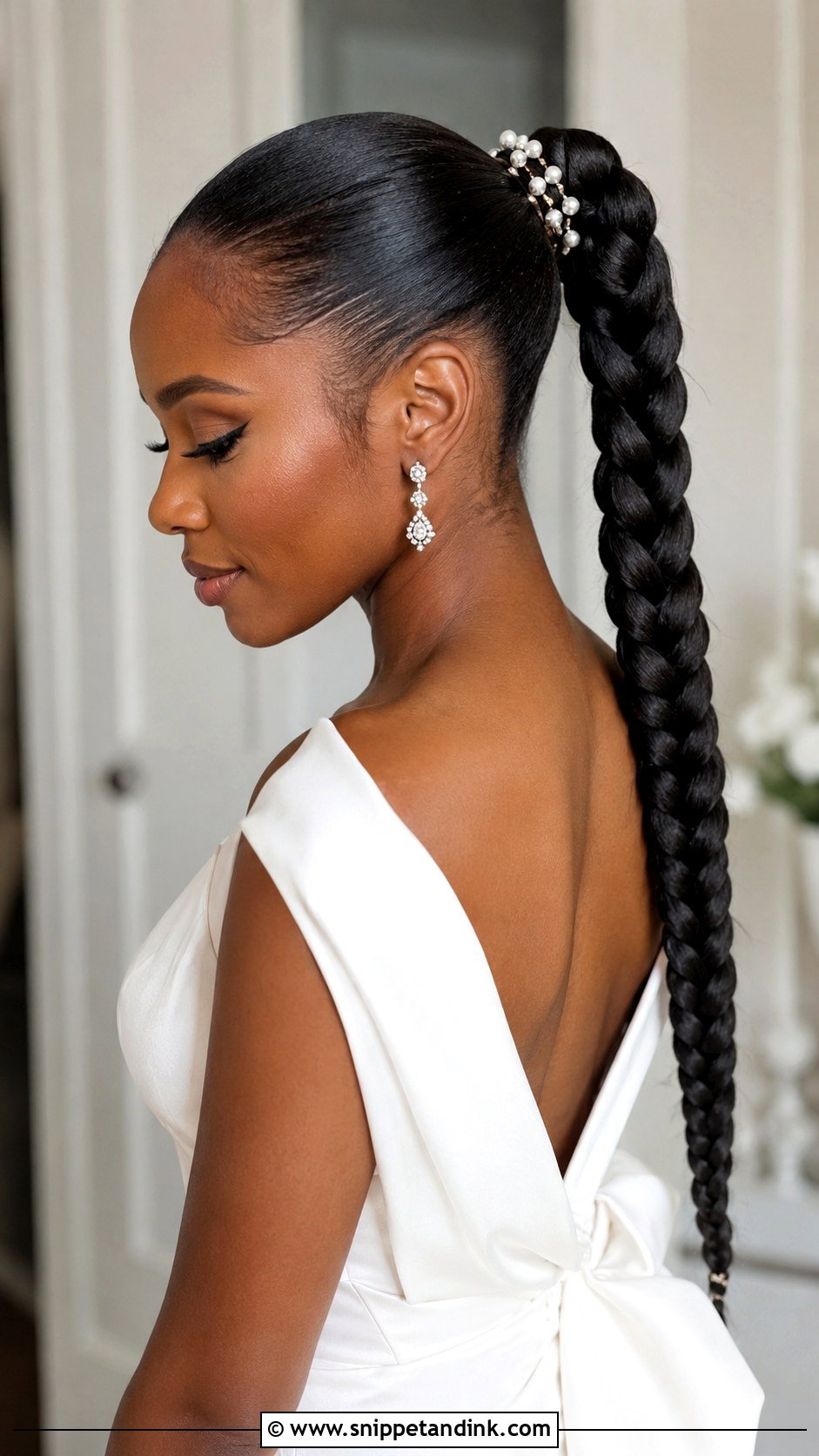 Sleek Braided Ponytail For Wedding - Snippet and Ink - 15 Sleek Ponytail for Wedding Ideas