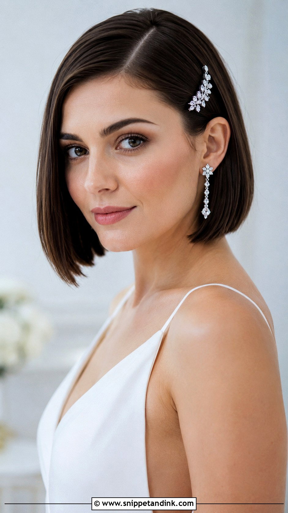 Sleek Bridal Bob - Snippet and Ink - 30 Timeless Bridal Hair Ideas