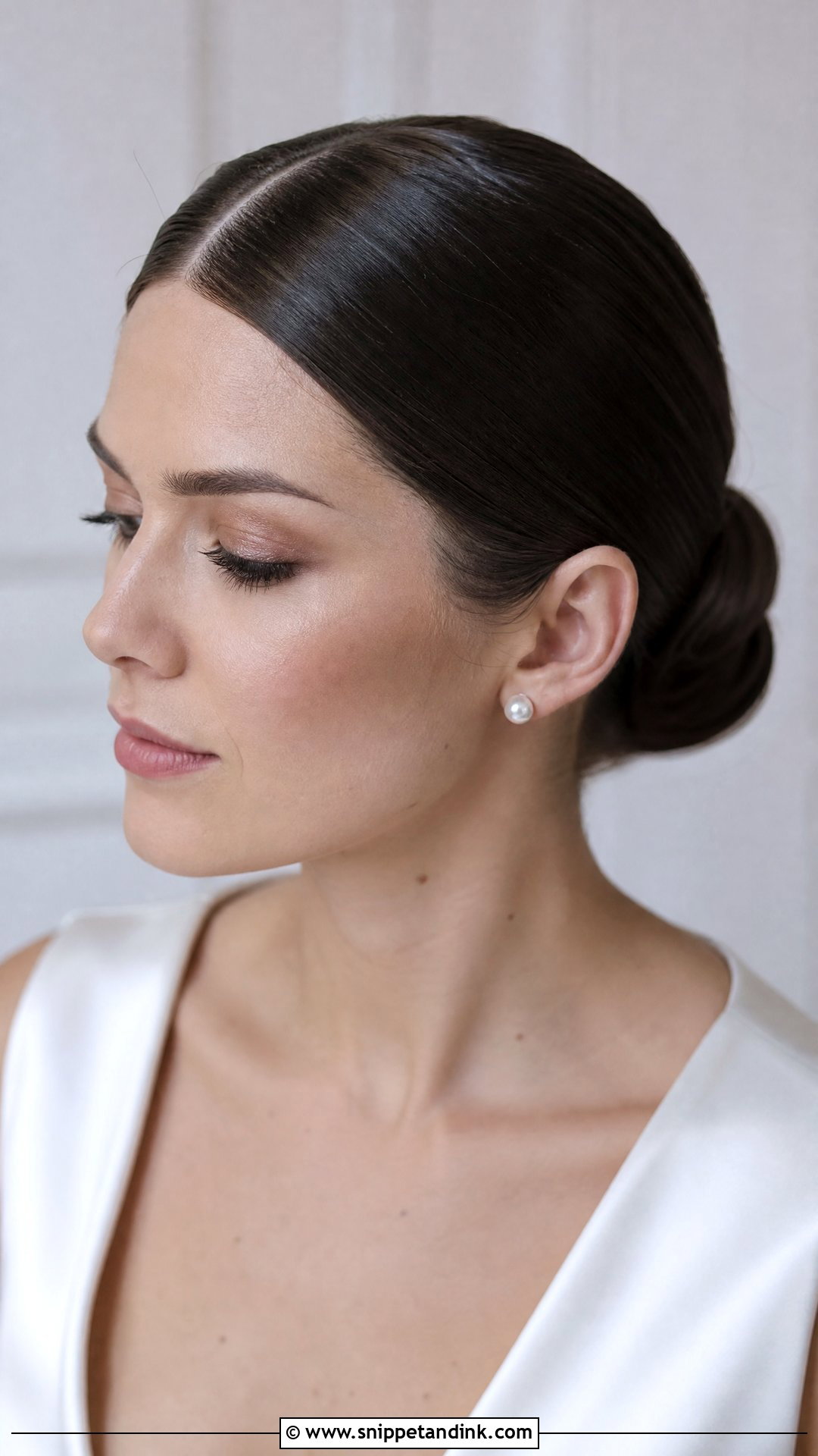 Sleek Bridal Bun - Snippet and Ink - 15 Bridal Hair Pulled Back Ideas